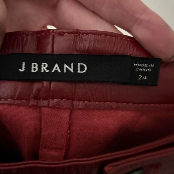 J Brand Oxblood Leather Pants Women’s 24 Mid Rise Slim Ankle Moto NWT - Picture 5 of 6
